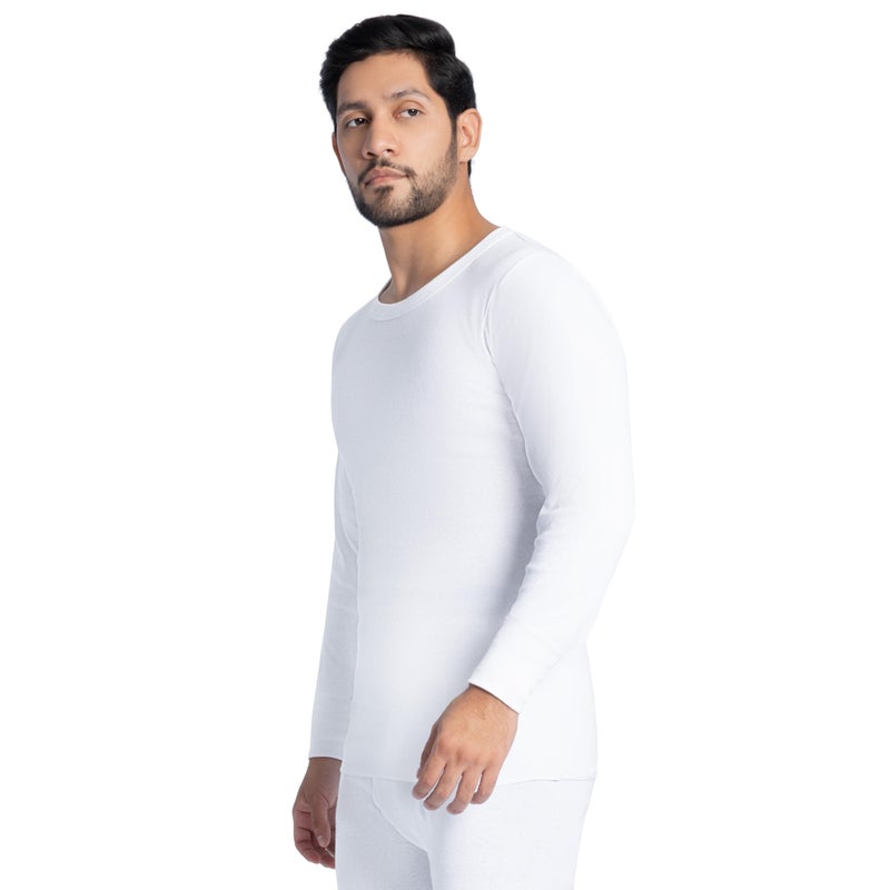 Indera Men's Cotton Rib Knit Thermals Underwear Crew Top, White, Large - Image 4